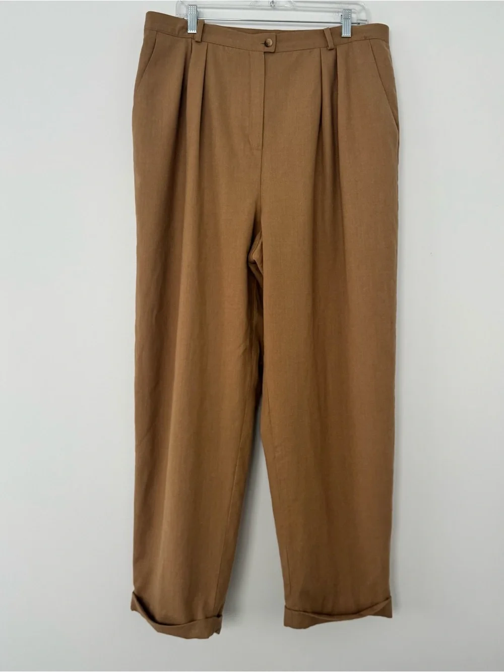 Vtg Jones New York Country Pants Size 18 Wool Blend Pleated Tan Brown 36x30